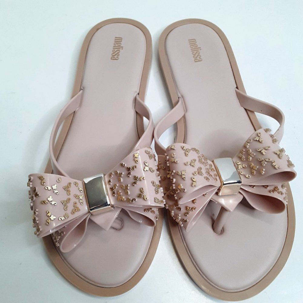Melissa Embellished Bow Thong Women's size 10M Sandal